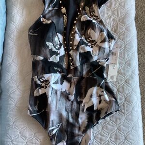 NWT- Amoressa - Floral Black and White One-Piece Swimsuit